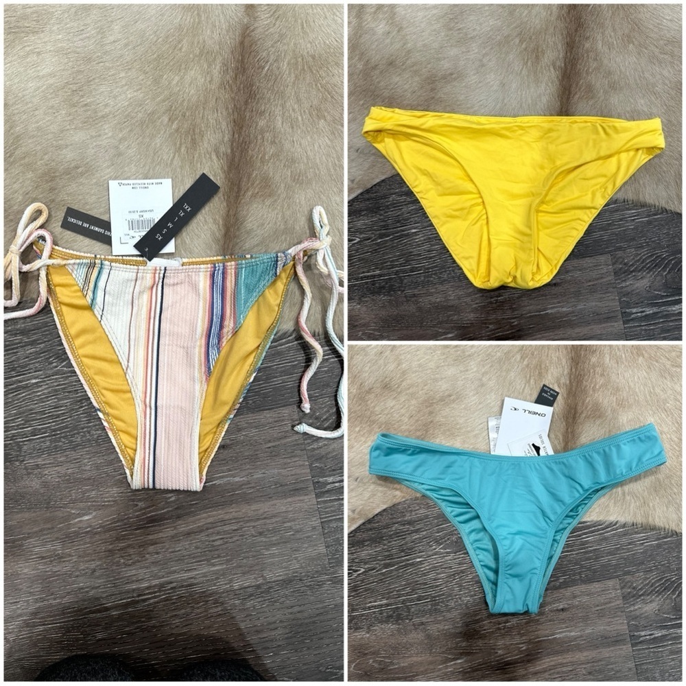 Lot Of 3 NWT O’Neill Bikini Bottoms And Becca NWOT XS Women Strappy Tie Low Rise
